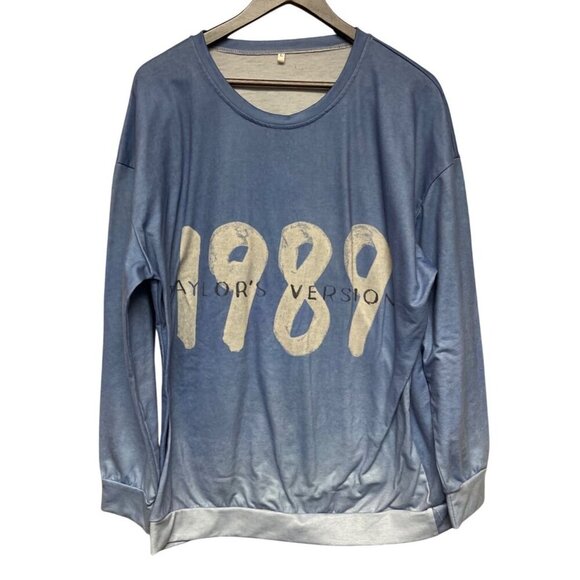 Taylor Swift 1989 Taylor's Version Blue Microfiber Sweatshirt Top Shirt  Large - Picture 1 of 8